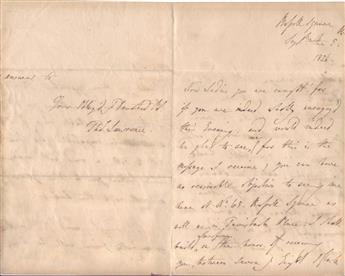 LAWRENCE, THOMAS; SIR. Two items: Autograph Letter Signed * Autograph Note Signed, in third person within the text.
